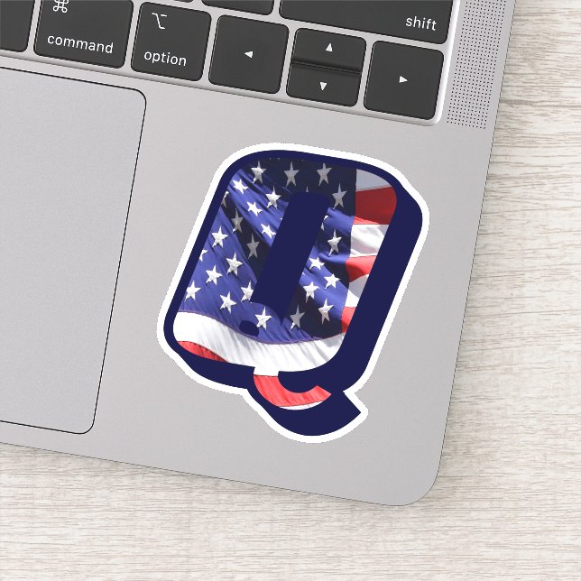 Monogram Q American Flag Letter Q Initial USA Aufkleber (Detail)