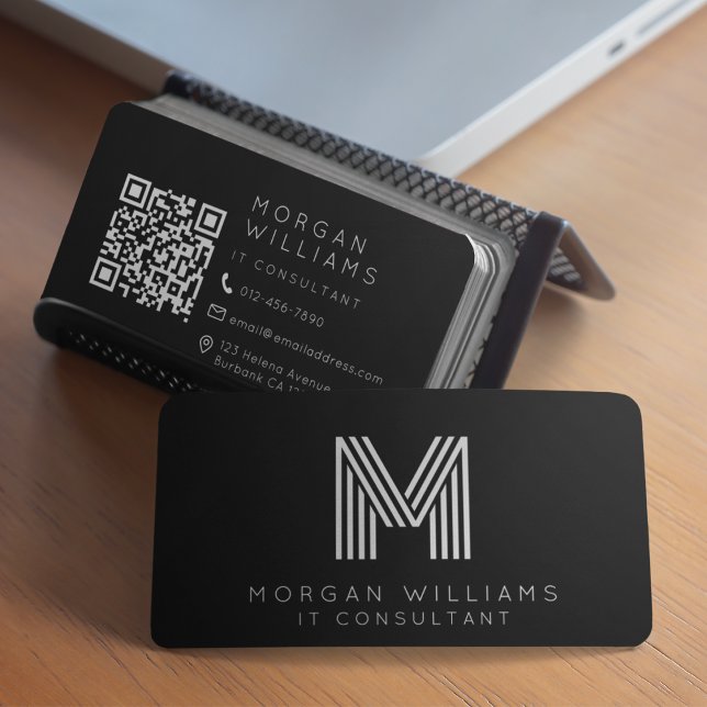 Monogram QR Code Minimalistische Icons Visitenkarte (Von Creator hochgeladen)