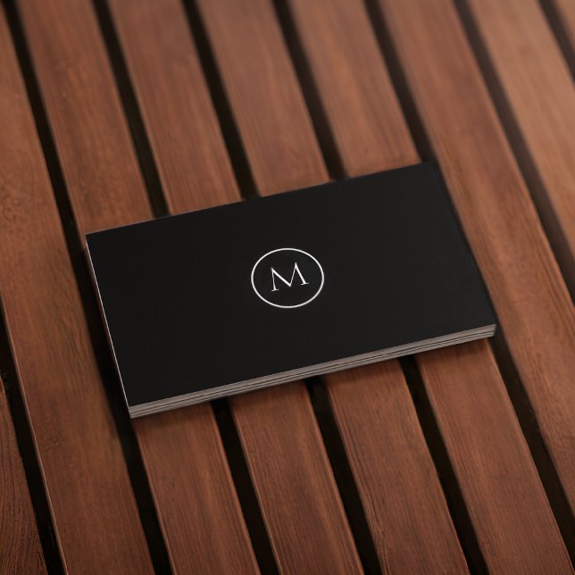 Monogram Qr Code Smok Black Business Card Visitenkarte (Front)