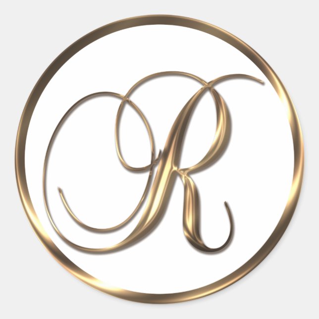 Monogram R Imitate Bronze Runder Aufkleber (Vorderseite)