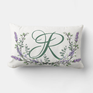 Monogram R Lavendel Eucalyptus Lendenkissen