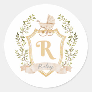 Monogram R Neutral Runder Aufkleber