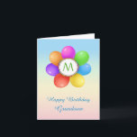 Monogram Rainbow-Ballons Blume Grandson Birthday Karte<br><div class="desc">Mit Monogramm Geburtstagskarte für Ihren Grandson - Farbenfrohe Regenbogenballons Blume und Konfetti. Sie können den Text nach Ihren Wünschen anpassen,  Schriftart,  Farbe und Größe vor der Karte und innen ändern.</div>