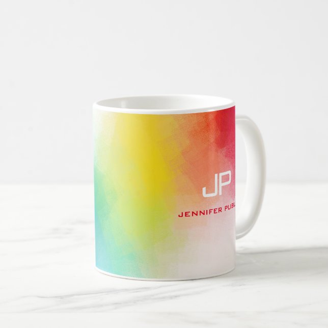 Monogram Rainbow Colors Colorful Abstrakt Art Kaffeetasse (VorderseiteRechts)