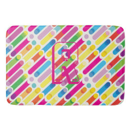 Monogram Rainbow Diagonal Lines Muster Pop Art Badematte