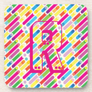 Monogram Rainbow Diagonal Lines Muster Pop Art Getränkeuntersetzer