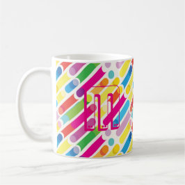 Monogram Rainbow Diagonal Lines Muster Pop Art Kaffeetasse