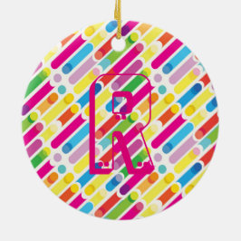 Monogram Rainbow Diagonal Lines Muster Pop Art Keramik Ornament