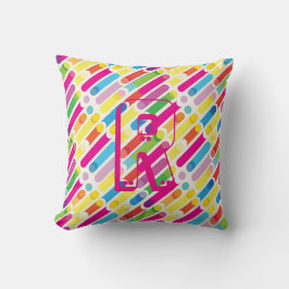 Monogram Rainbow Diagonal Lines Muster Pop Art Kissen