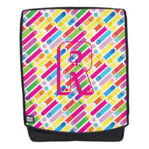 Monogram Rainbow Diagonal Lines Muster Pop Art Rucksack