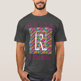 Monogram Rainbow Diagonal Lines Muster Pop Art T-Shirt