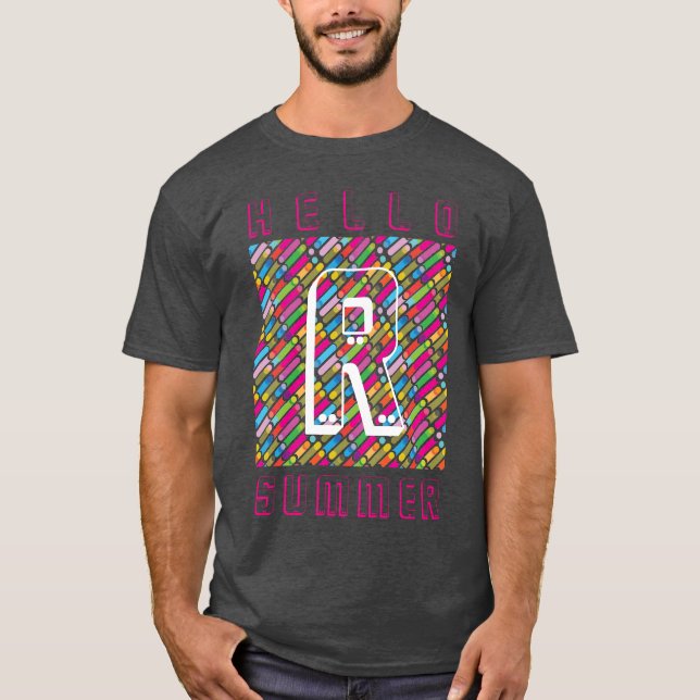 Monogram Rainbow Diagonal Lines Muster Pop Art T-Shirt (Vorderseite)