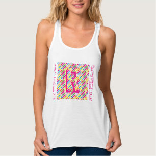 Monogram Rainbow Diagonal Lines Muster Pop Art Tank Top