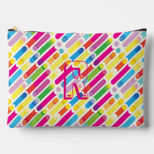 Monogram Rainbow Diagonal Lines Muster Pop Art Zubehörtasche