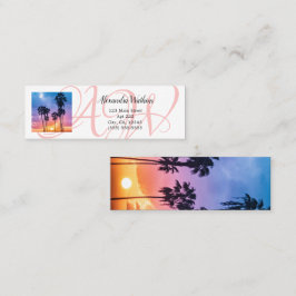 Monogram Rainbow Palm Tree Sunset Foto Personal Mini Visitenkarte