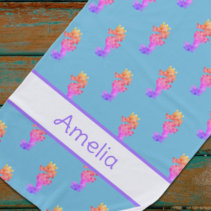 Monogram Rainbow Seepferd Beach Handtuch
