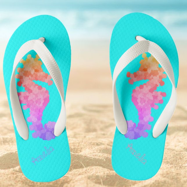 Monogram Rainbow Seepferd Kid's Flip Flops (Von Creator hochgeladen)