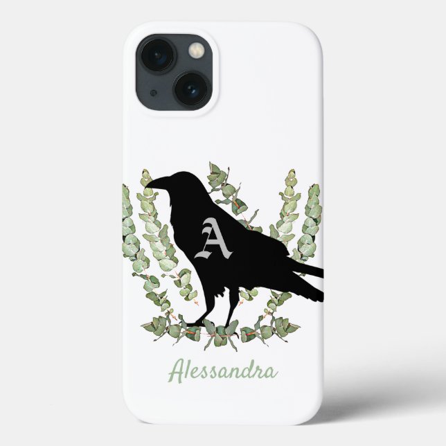 Monogram Raven Spirit Animal Personalisiert Case-Mate iPhone Hülle (Rückseite)