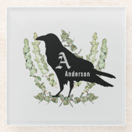 Monogram Raven Spirit Animal Totem Glasuntersetzer