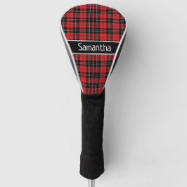 Monogram Red Black White Tartan Buffalo Pläd Golf Headcover