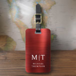 Monogram Red Brushed Metallic Elegant Gepäckanhänger<br><div class="desc">Erleben Sie Ihre Reise mit unserem Classic Elegant Modern Minimalistischen Monogram Gepäcktag. Dieses liebevoll gestaltete Accessoire verbindet zeitlose Eleganz mit zeitgemäßem Minimalismus und sorgt dafür, dass sich Ihr Gepäck durch Eleganz hervorhebt. Dieses Gepäckanhänger ist mit Präzision und Liebe zum Detail gestaltet und ist mehr als nur ein praktisches Objekt; es...</div>