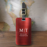 Monogram Red Brushed Metallic Elegant Gepäckanhänger<br><div class="desc">Erleben Sie Ihre Reise mit unserem Classic Elegant Modern Minimalistischen Monogram Gepäcktag. Dieses liebevoll gestaltete Accessoire verbindet zeitlose Eleganz mit zeitgemäßem Minimalismus und sorgt dafür, dass sich Ihr Gepäck durch Eleganz hervorhebt. Dieses Gepäckanhänger ist mit Präzision und Liebe zum Detail gestaltet und ist mehr als nur ein praktisches Objekt; es...</div>