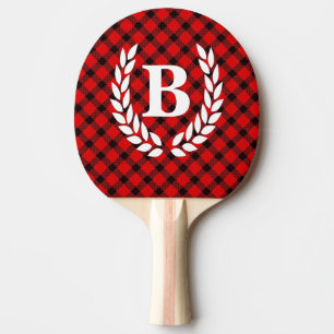 Monogram Red Buffalo Karo Ping Pong Paddle Tischtennis Schläger
