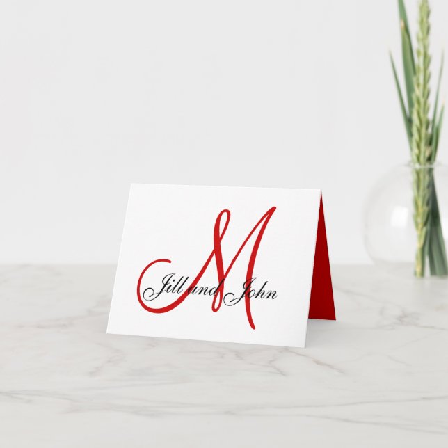 Monogram Red Christmas Wedding Einladungskarte (Vorderseite)
