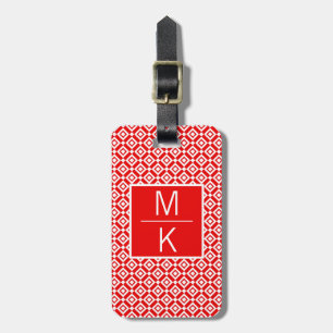 Monogram Red Double Diamond Square Splitter Gepäckanhänger