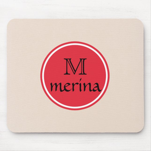 Monogram Red Gold Circle Mousepad (Vorne)