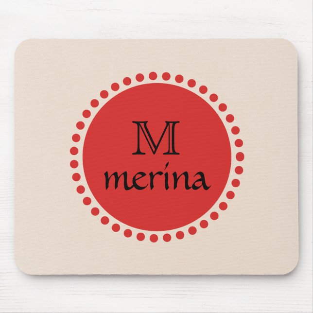 Monogram Red Gold Circle Mousepad (Vorne)