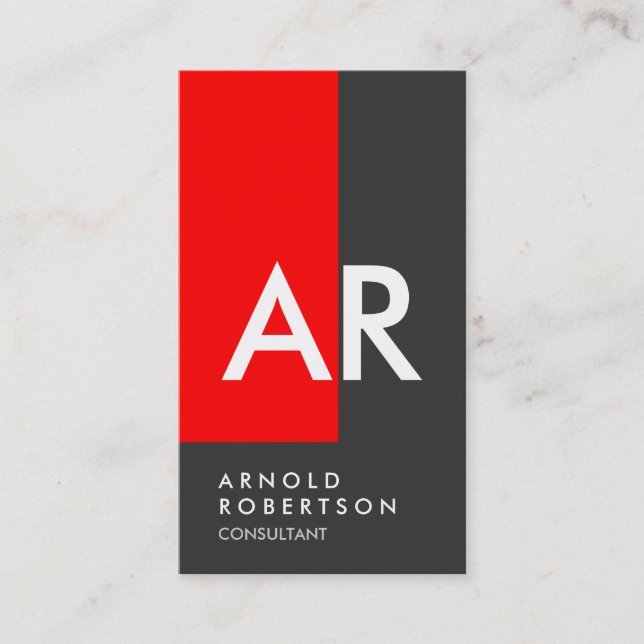 Monogram Red Gray Consultant-Visitenkarte Visitenkarte (Vorderseite)