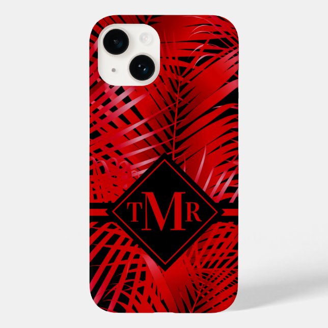 Monogram Red Palm Case-Mate iPhone 14 Hülle (Rückseite)