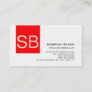 Monogram Red Schwarz-weiß Consultant Business Card Visitenkarte