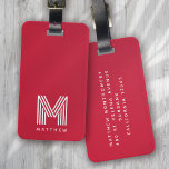 Monogram Red Stylish Modern Minimalistisch Gepäckanhänger<br><div class="desc">Ein fett gedrucktes Monogramm</div>
