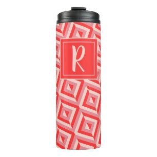 Monogram Red Three Tone Diamond Muster Thermosbecher