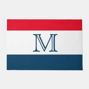 MONOGRAM Red White Blue Streifen Solid Color Fußmatte