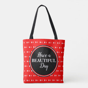 Monogram Red White Polka Dots Zitat Tasche