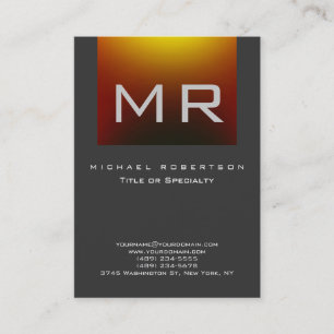 Monogram Red Yellow Grey Clean Business Card Visitenkarte