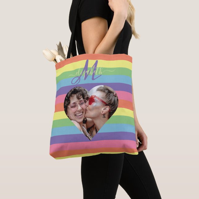 Monogram Regenbogenflagge farbenfroh Tasche (Von Nahem)
