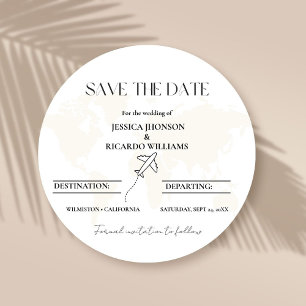 Monogram Reise Hochzeitstil Save the Date rund Einladung