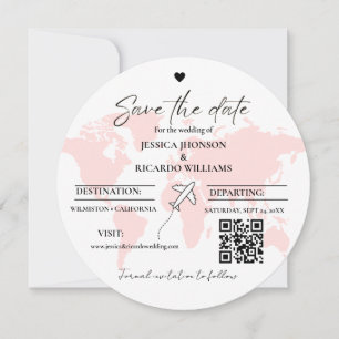 Monogram Reise Hochzeitstil Save the Date rund Einladung