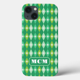 Monogram Retro Christmas Mid Century Green Case-Mate iPhone Hülle