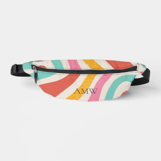Monogram Retro Colorful Wavy Stripes Fanny Pack Bauchtasche