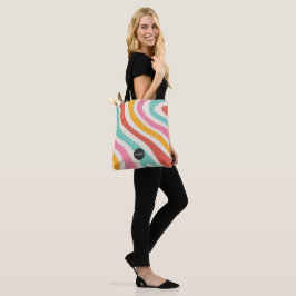 Monogram Retro Colorful Wavy Stripes Tasche