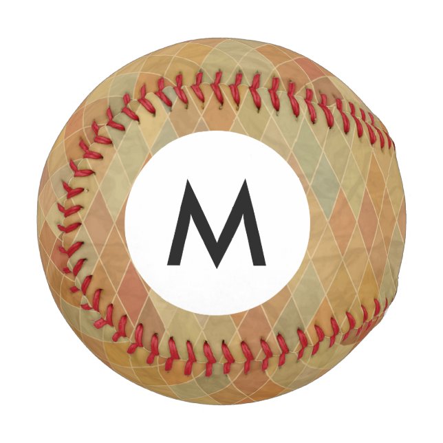 Monogram Retro geometrisches Muster 2 Baseball (Vorderseite Links)