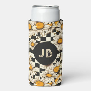 Monogram Retro Groovy Daisy Karomuster Selters Dosenkühler