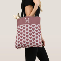 Monogram Retro Hearts Pink Burgundy