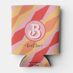 Monogram Retro Hippie 70er Pink Geometric Pastell Dosenkühler