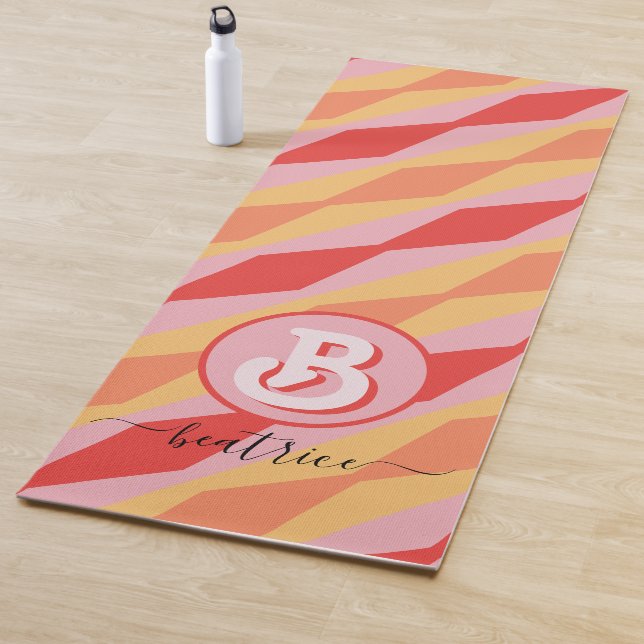 Monogram Retro Hippie 70er Pink Geometric Pastell Yogamatte (Beispiel)